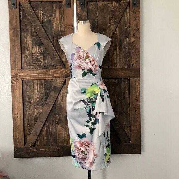 Debut silk floral dress sz-8 - Picture 2 of 8